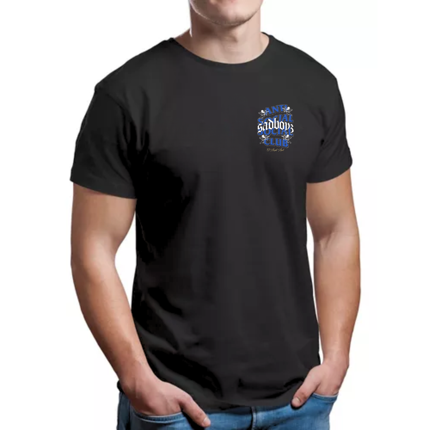 Playera Antisocial Club Junior H Angel Azul