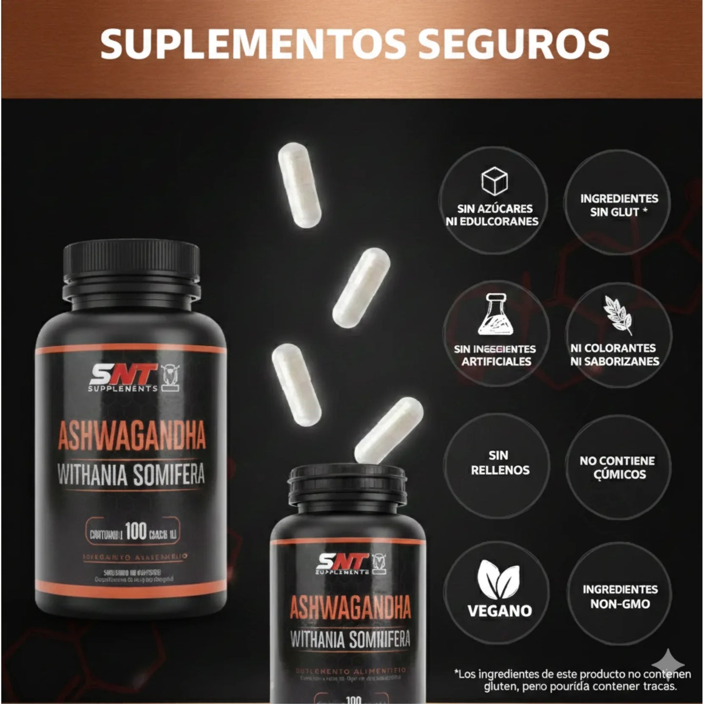 Ashwagandha Premium 500mg - 100 Cápsulas | Suplemento para Estrés y Energía - Veluxe Store