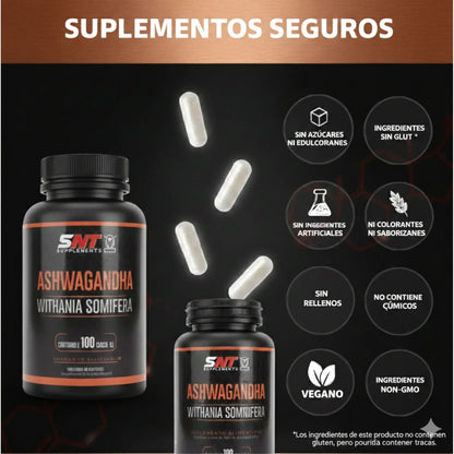 Ashwagandha Premium 500mg - 100 Cápsulas | Suplemento para Estrés y Energía - Veluxe Store 