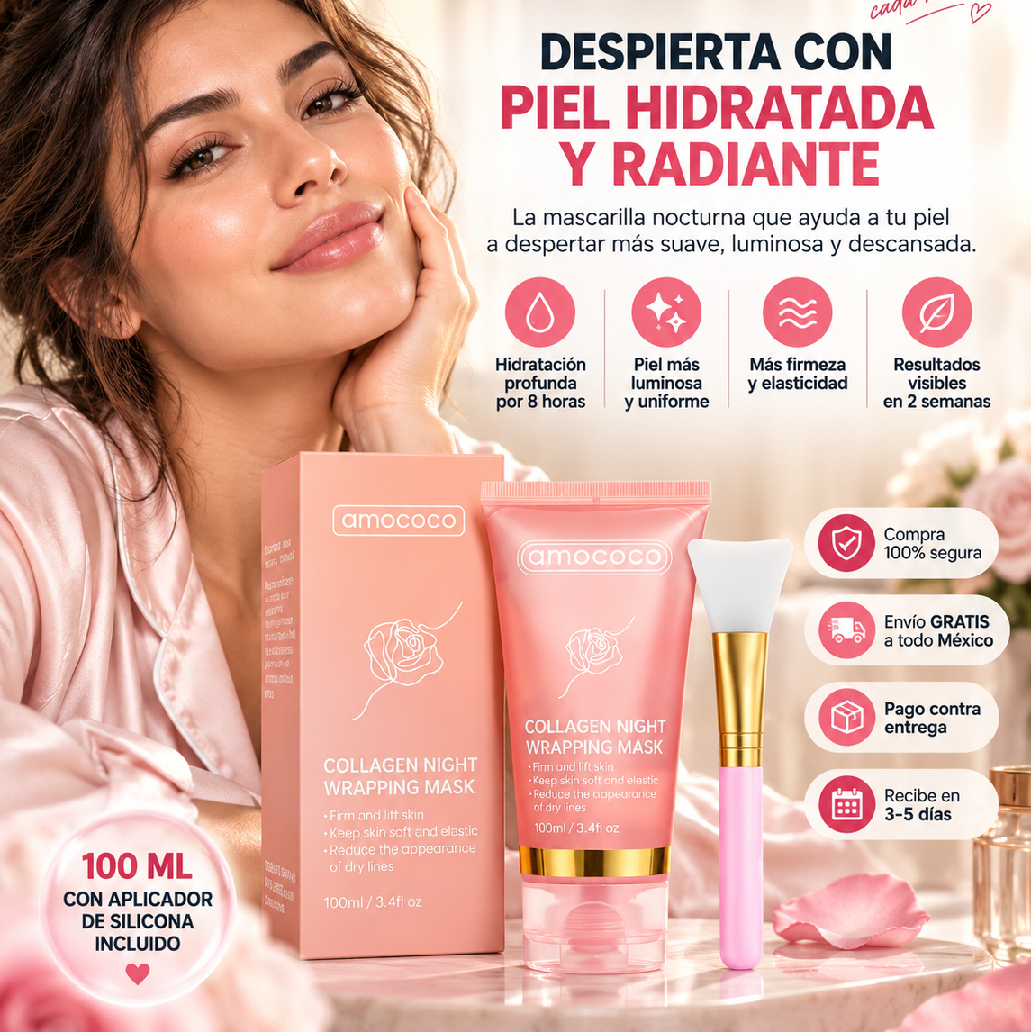 Amococo · Mascarilla Nocturna de Colágeno Despierta con Piel Radiante