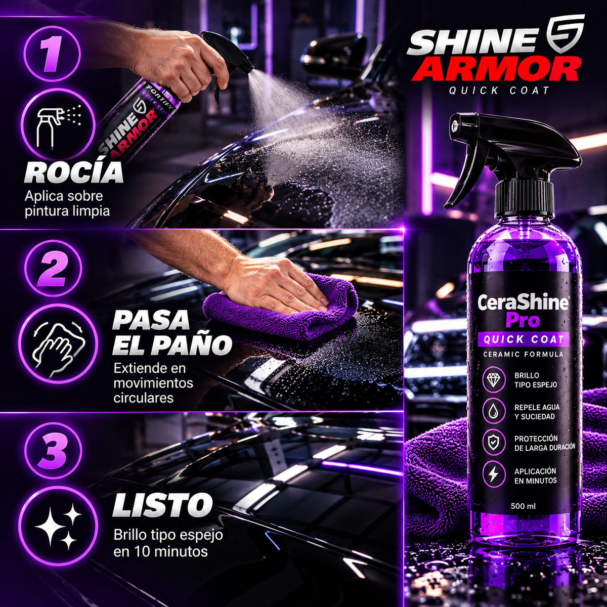 CeraShine Pro™ · Cera Restauradora + Protectora Cerámica Devuelve el Brillo de Fábrica a Tu Auto en 10 Minutos