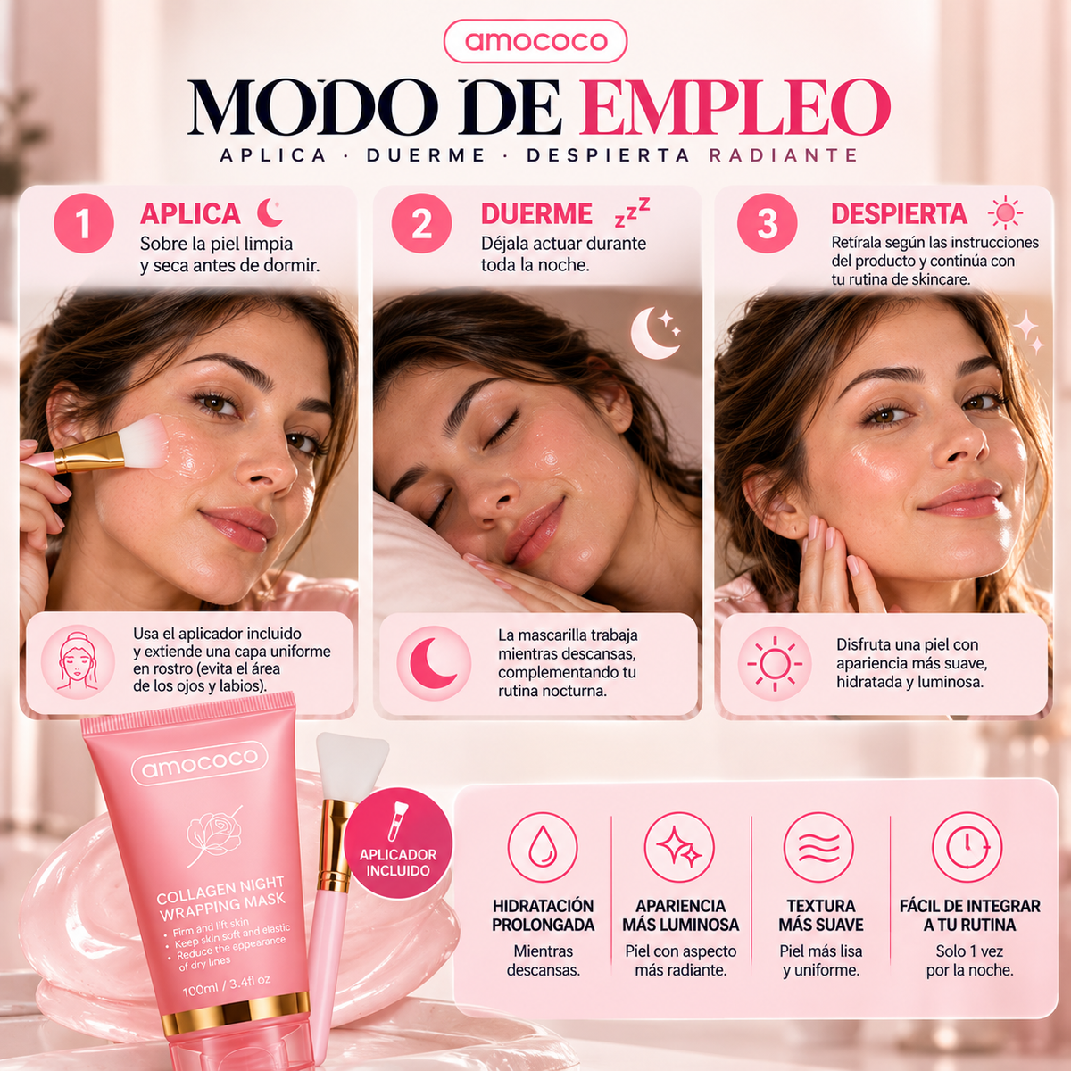 Amococo · Mascarilla Nocturna de Colágeno Despierta con Piel Radiante