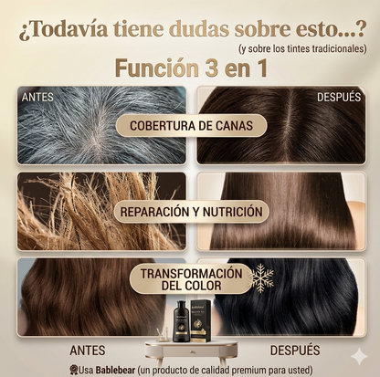 SHAMPOO TINTE 3 EN 1 UNISEX CUBRE CANAS