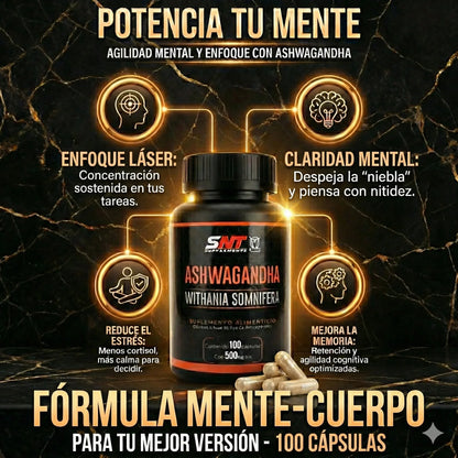 Ashwagandha Premium 500mg - 100 Cápsulas | Suplemento para Estrés y Energía - Veluxe Store 