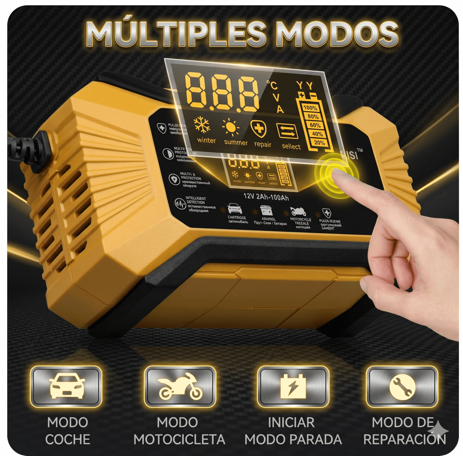 Cargador Inteligente de Batería 12V-6A con Modo REPAIR — Carga, Mantiene y Revive tu Batería - Veluxe Store