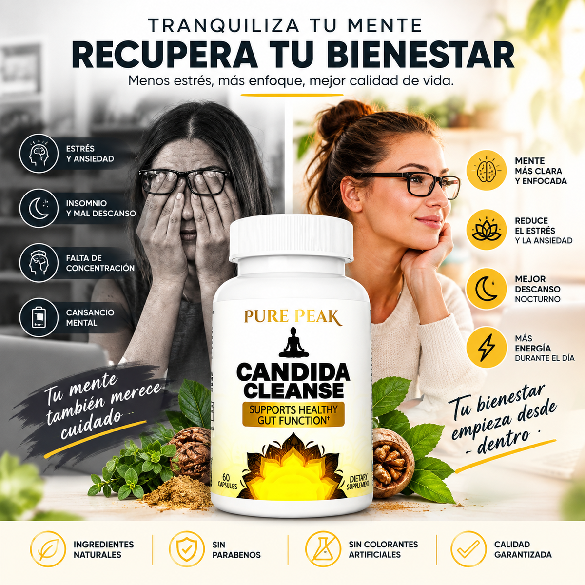 Candida Fórmula Estadounidense Adiós Hinchazón y Antojos por Dulce en 30 Días